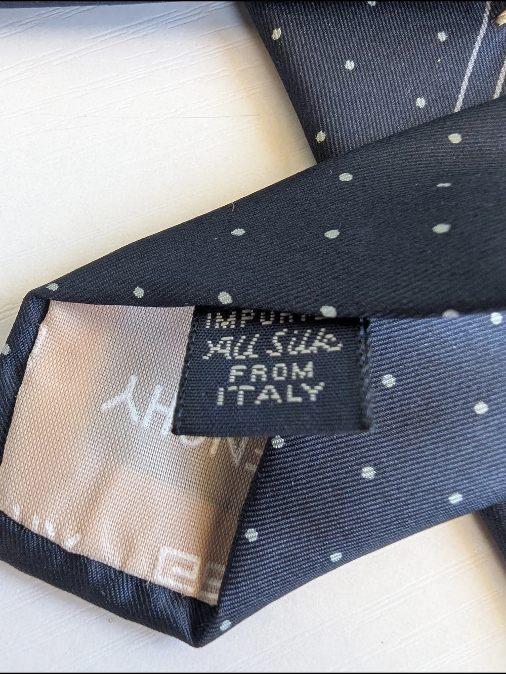 Givenchy Gentlemen Paris Navy Polka Dot Silk Tie